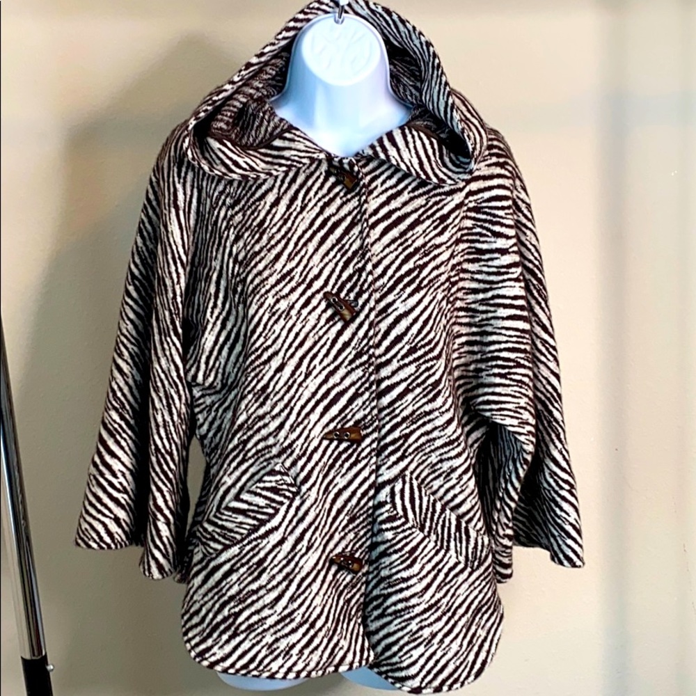 Etcetera Zebra Print Hooded wool blend Sweater 🦓